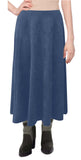 Baby'O Womens Midi Length Faux Suede Western Style Stretch Panel Flare Skirt