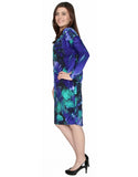 Women's Cobalt Fern Printed Comfy Cover-Up Knee Length Dress