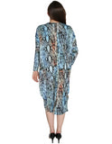 Women's Blue Snake Skin Printed Comfy Cover-Up Midi Dress
