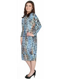 Women's Blue Snake Skin Printed Comfy Cover-Up Midi Dress