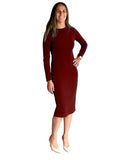 Rib Knit Layering Shell modest Dress Burgundy