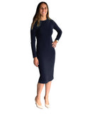 Rib Knit Layering Shell modest Dress Navy