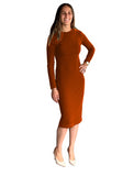 Rib Knit Layering Shell modest Dress Rust