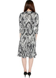 Women's Abstract Paintstroke Printed Fit and Flare Midi Length Dress