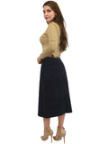 Baby'O Women's Basic Lightweight Below the Knee Midi Length Corduroy Straight Skirt