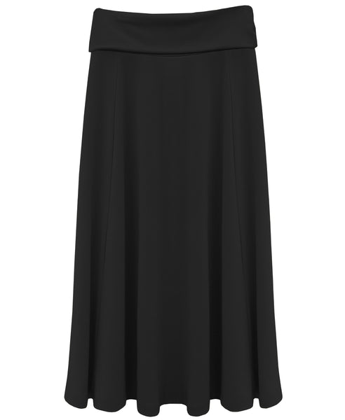 Girl's Fold Over Waist Stretch Knit Long Skirt