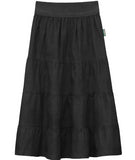 Girl 4 Tiered Lightweight Denim Mid-Calf Skirt Black