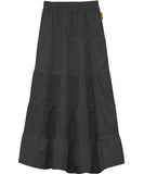 Girl's Ankle Length Long Denim 5 Tiered Skirt Black