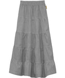Girl's Ankle Length Long Denim 5 Tiered Skirt Gray