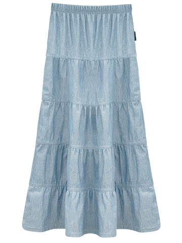 Girl's Ankle Length Long Denim 5 Tiered Skirt 4 to 18 years old