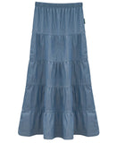 Girl's Ankle Length Long Denim 5 Tiered Skirt 4 to 18 years old