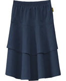 Girl's Lightweight 2 Layered Denim Knee Length Skirt Blue