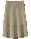 Girl's Lightweight 2 Layered Denim Knee Length Skirt Khaki