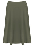 Girl's Stretch Cotton Knit Panel Below the Knee Length A-Line Skirt