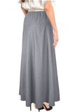 Women's Ultra Soft Lightweight Denim Fit and Flare A-Line Maxi Skirt