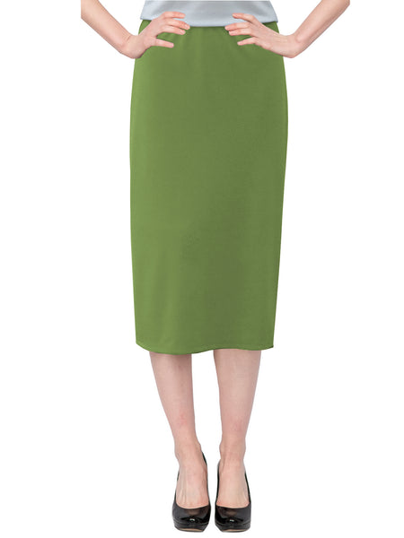 Women's Basic Modest 26" Below the Knee Length Stretch Knit Straight Skirt