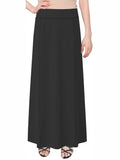 Women's Stretch Cotton Knit Panel Maxi A-Line Skirt