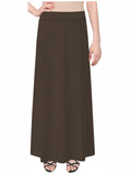 Women's Stretch Cotton Knit Panel Maxi A-Line Skirt