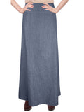 Women's Long Ankle Length Denim A-Line Panel Skirt