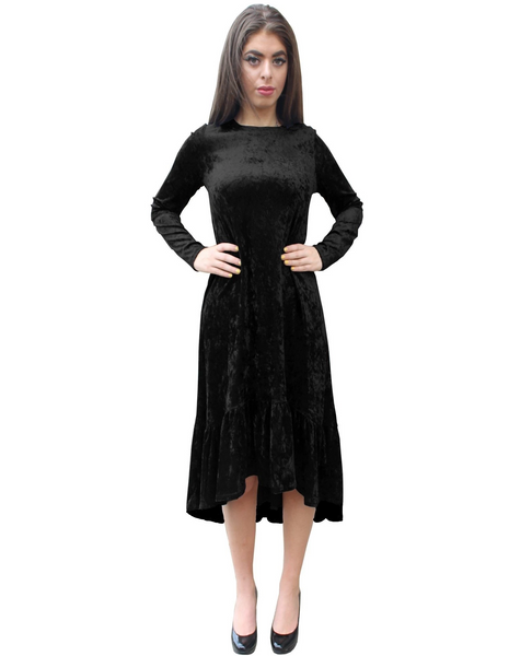 Women's Crushed Velvet Hi-Lo Ruffle Bottom Dress Baby'O Clothing Co. Women's Crushed Velvet Hi-Lo Ruffle Bottom Dress Baby'O Clothing Co.