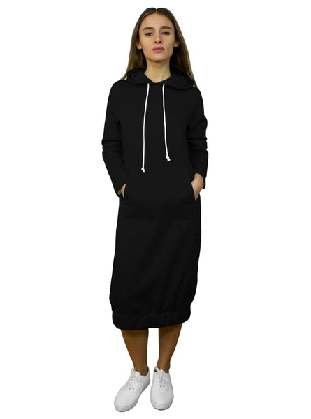 Super Comfy Hoodie Sweatshirt Bubble Modest Dress Black