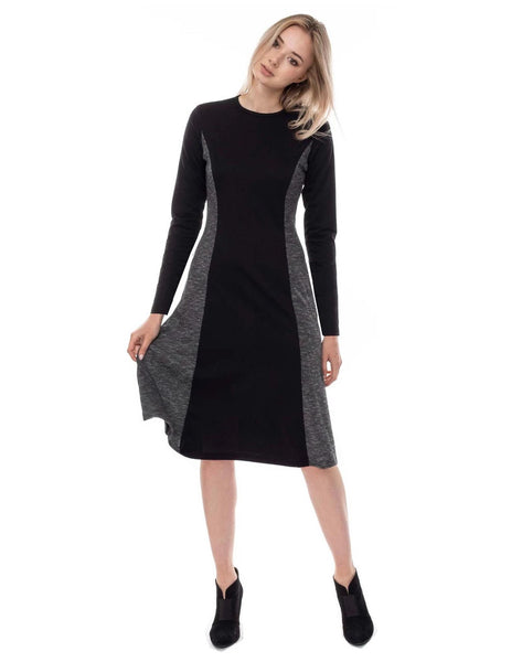 super flattering fitted below the knee length a-line Modest dress