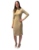 super  fitted metallic Modest shell dress gold