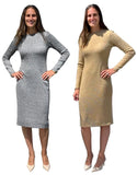 super  fitted metallic Modest shell dress silver gold