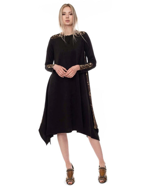 black ultra suede casual Fashionable modest dress