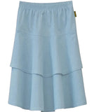 Girl's Lightweight 2 Layered Denim Knee Length Skirt Light Blue