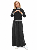 Women's 100% Cotton Lightweight Denim Cargo Pocket Maxi Skirt