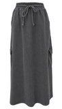 Women's 100% Cotton Lightweight Denim Cargo Pocket Maxi Skirt
