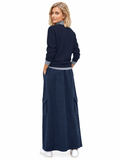 Women's 100% Cotton Lightweight Denim Cargo Pocket Maxi Skirt