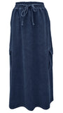 Women's 100% Cotton Lightweight Denim Cargo Pocket Maxi Skirt