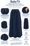 Women's 100% Cotton Lightweight Denim Cargo Pocket Maxi Skirt