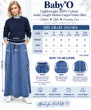 Women's 100% Cotton Lightweight Denim Cargo Pocket Maxi Skirt