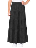 Girl's Ankle Length Long Denim 5 Tiered Skirt 4 to 18 years old