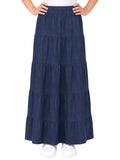 Girl's Ankle Length Long Denim 5 Tiered Skirt 4 to 18 years old