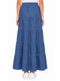 Girl's Ankle Length Long Denim 5 Tiered Skirt 4 to 18 years old