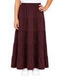 Girl's Ankle Length Long Slinky Knit 5 Tiered Skirt