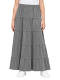 Girl's Ankle Length Long Slinky Knit 5 Tiered Skirt