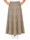 Girl's Ankle Length Long Slinky Knit 5 Tiered Skirt