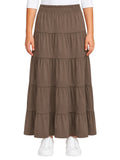 Girl's Ankle Length Long Slinky Knit 5 Tiered Skirt