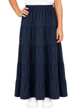 Girl's Ankle Length Long Slinky Knit 5 Tiered Skirt