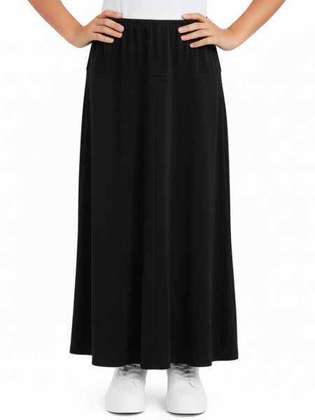 Girl's Stretch Knit Fit and Flare A-Line Maxi Skirt