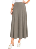 Women's Lightweight Faux Denim Stretch Knit 34" MIdi/Ankle Length 12 Panel Skirt