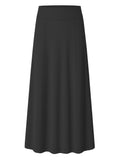 Women's Stretch Cotton Knit Panel Maxi A-Line Skirt