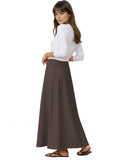 Women's Stretch Cotton Knit Panel Maxi A-Line Skirt