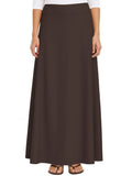 Women's Stretch Cotton Knit Panel Maxi A-Line Skirt