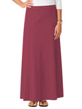 Women's Stretch Cotton Knit Panel Maxi A-Line Skirt